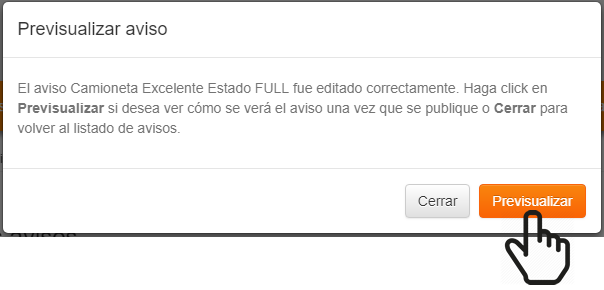 Cuadro de diálogo previsualizar y clic en previsualizar